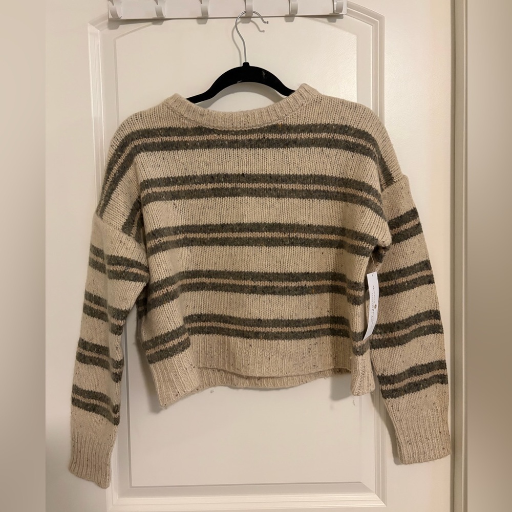 NWT Spiritual Gangster Beige and Gray Striped Sweater
